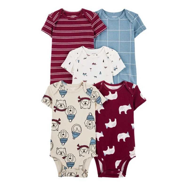 5 pieces of summer baby tight fitting clothes for girls and boys cotton newborn baby clothes pajamas baby jumpsuits cartoon baby clothes W240812