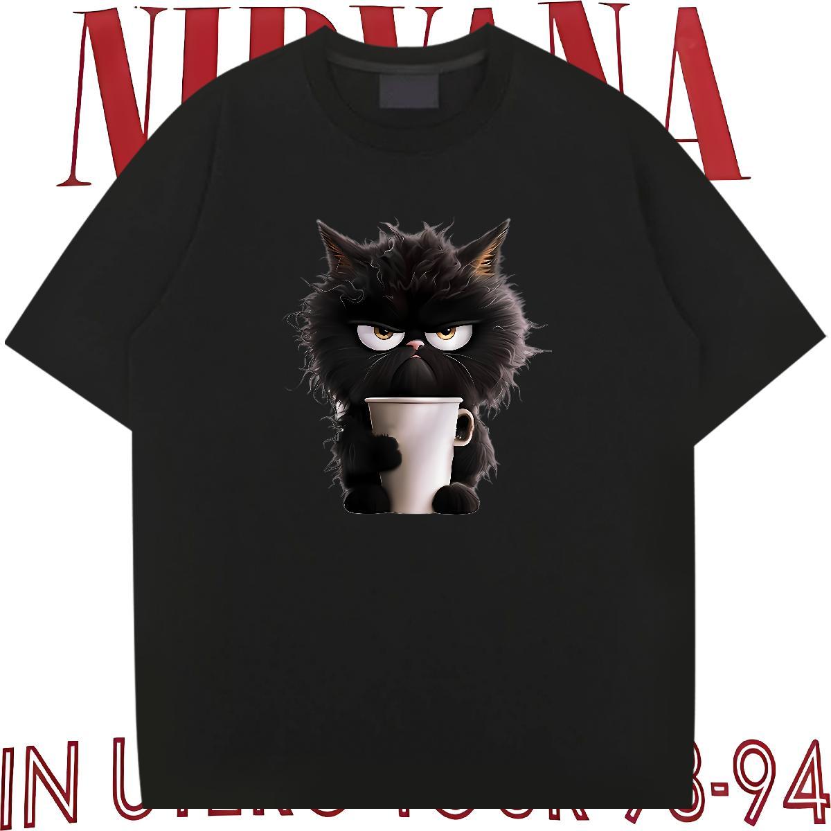 Stylist Mens Tshirts cat High Street Hip Hop 100% Cotton 230g Wear O-Neck Short Sleeve Wholesale Man T Shirts Custom Print Oversized
