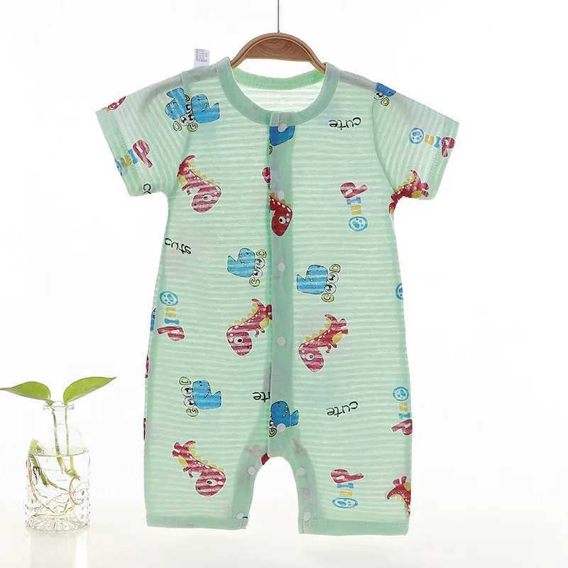 Summer Baby Onesie Pure Cotton New Style Romper Newborn Baby Short sleeved Thin open crotch crawling clothing Childrens clothing W240812