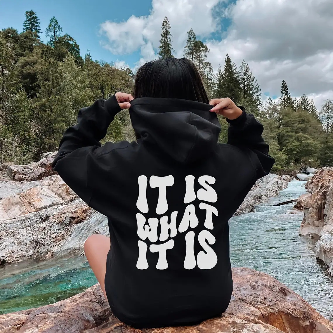 It is what it graphic hoodie Boho VSCO aesthetic preppy clothes retro sweatshirt Trendy Preppy Tumblr Pullover 240812