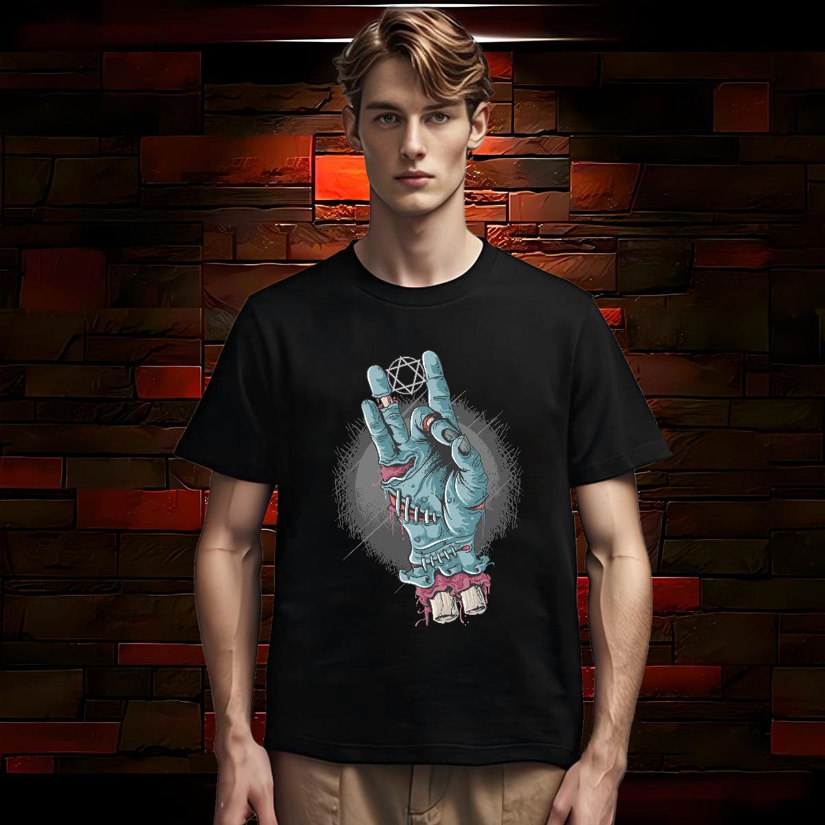 T-Shirts 230g Pure Cotton Halloween Hip Hop Round Neck Short Sleeve Black Oversized Men Tops Tees 2024 DIY High Quality Tops Shirt