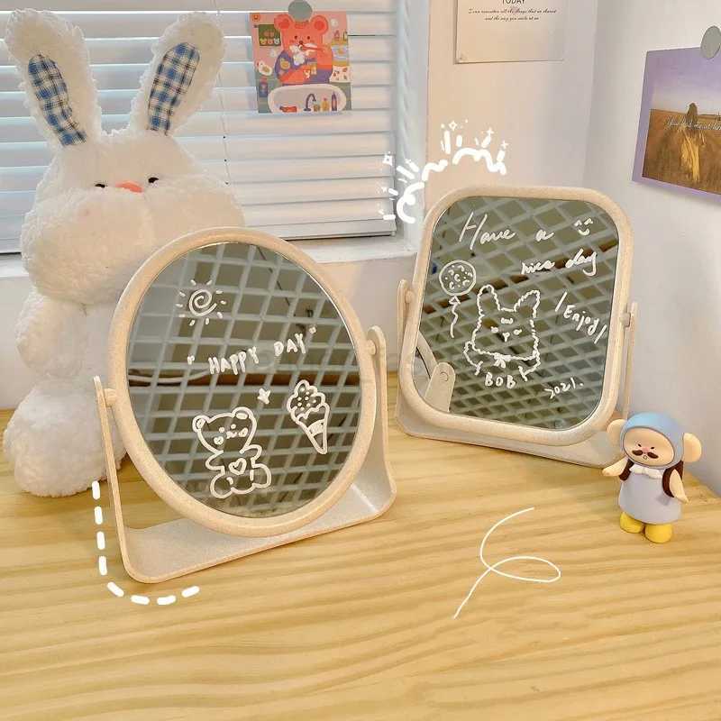 Ins Desktop Stand Makeup Mirrors Cute Rotating Oval Rectangle Women Vanity Cosmetic Mirrors Bedroom Dormitory Home DecorationXJ240813