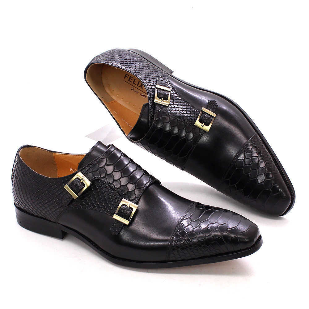 CMM Leather Shoes Mens New Business Casual Leather Shoes Leather Double Button Cover Shoes Mens Shoes