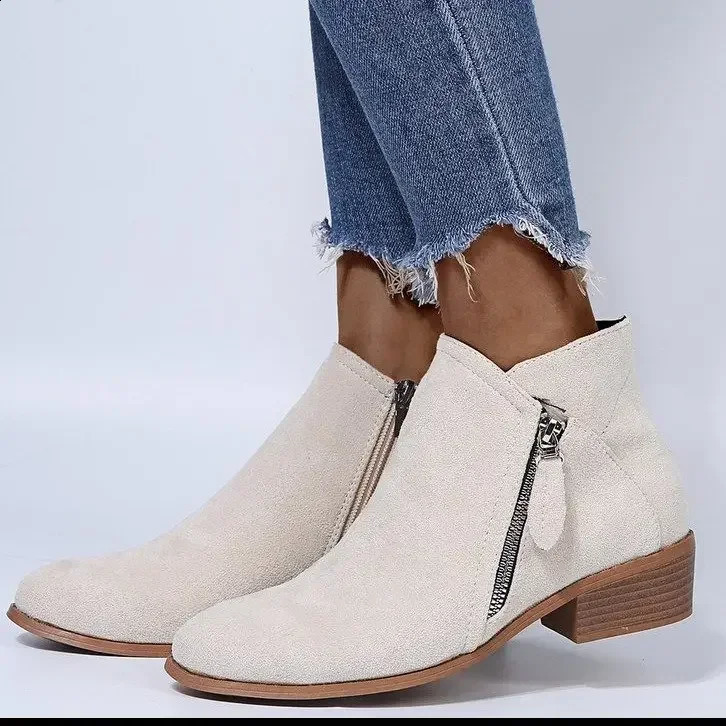 Womens Ankle Boots Autumn Square Heel Boots Platform Sexy Womens Khaki High Heels Shoes 2024 Fashion Winter Fashion Boots 240809