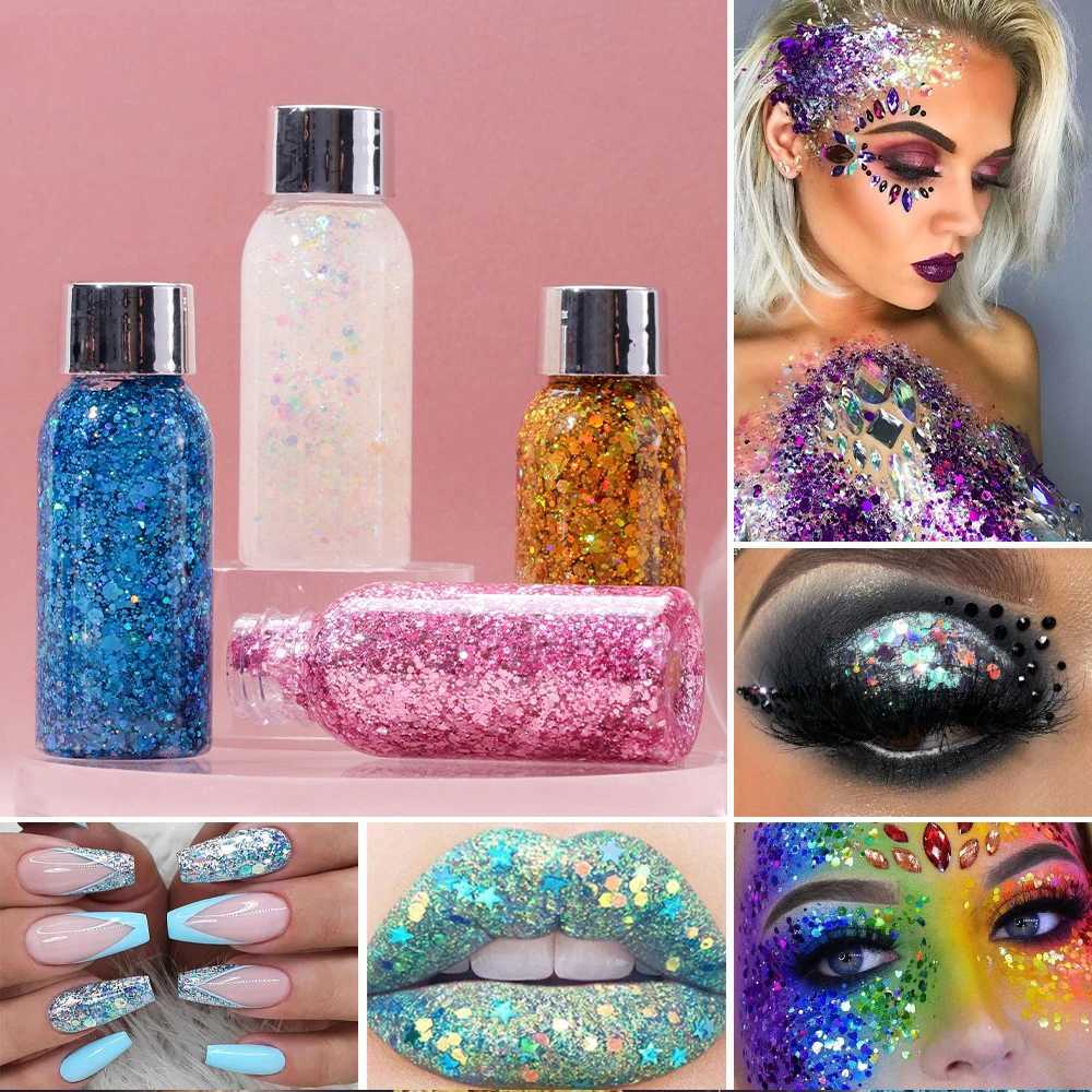 Multifunctional Eye Glitter Hair Body Face Glitter gel Art Glitter Loose Sequins Cream Festival Glitter Decoration eye shadow Makeup W240812