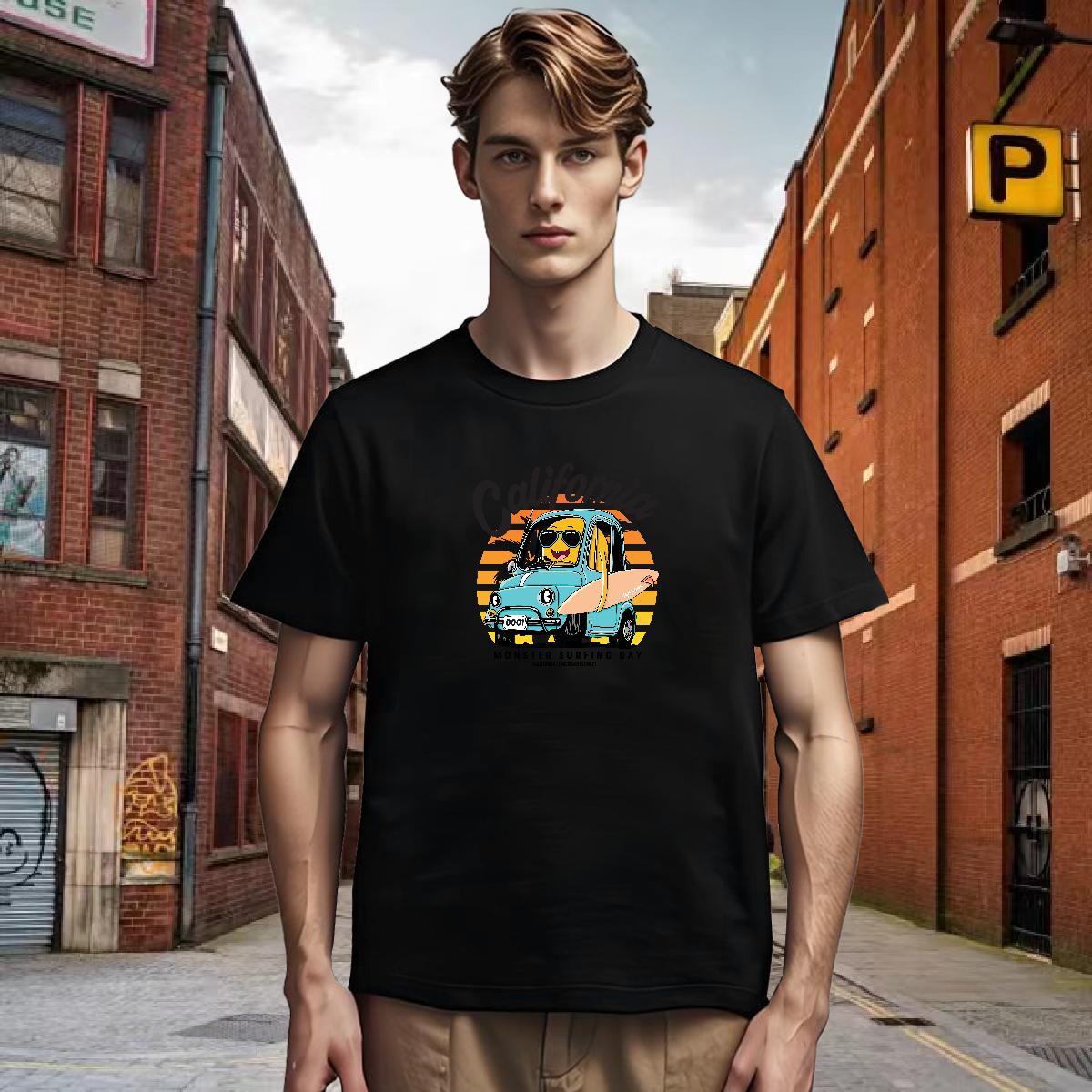 Mens T Shirts 230g Pure Cotton USA Summer Casual Round Neck Short Sleeve Asian Size Men Tees Customized Cool Design Tops