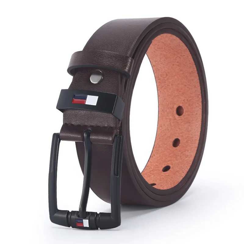 Mens PU leather alloy pin square buckle belt business casual belt 2023 fashion black coffee brown mens waist belt W240807