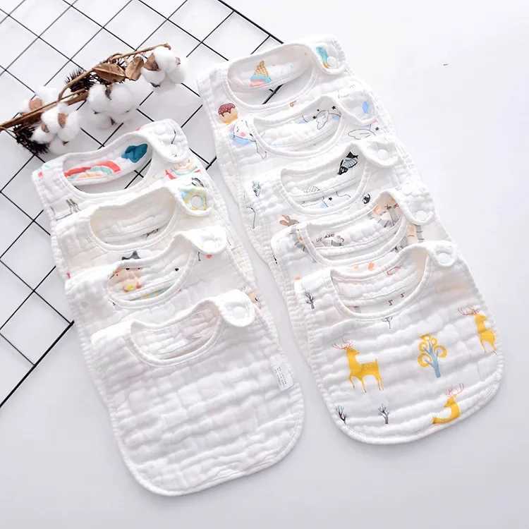 Bibs Burp Cloths 8 layers of gauze u-shaped bib baby printed cotton saliva towel cotton absorbent thickened baby bib Soft Burp Cloth Kid BibL4812