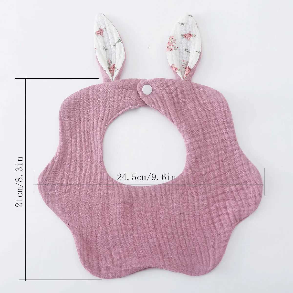Bibs Burp Cloths New Rabbit Ears Wave Edge Cotton Gauze Baby Bibs Solid Infant Bib Newborn Soft Burp Cloths for Boy Girl Feeding Saliva TowelL4812