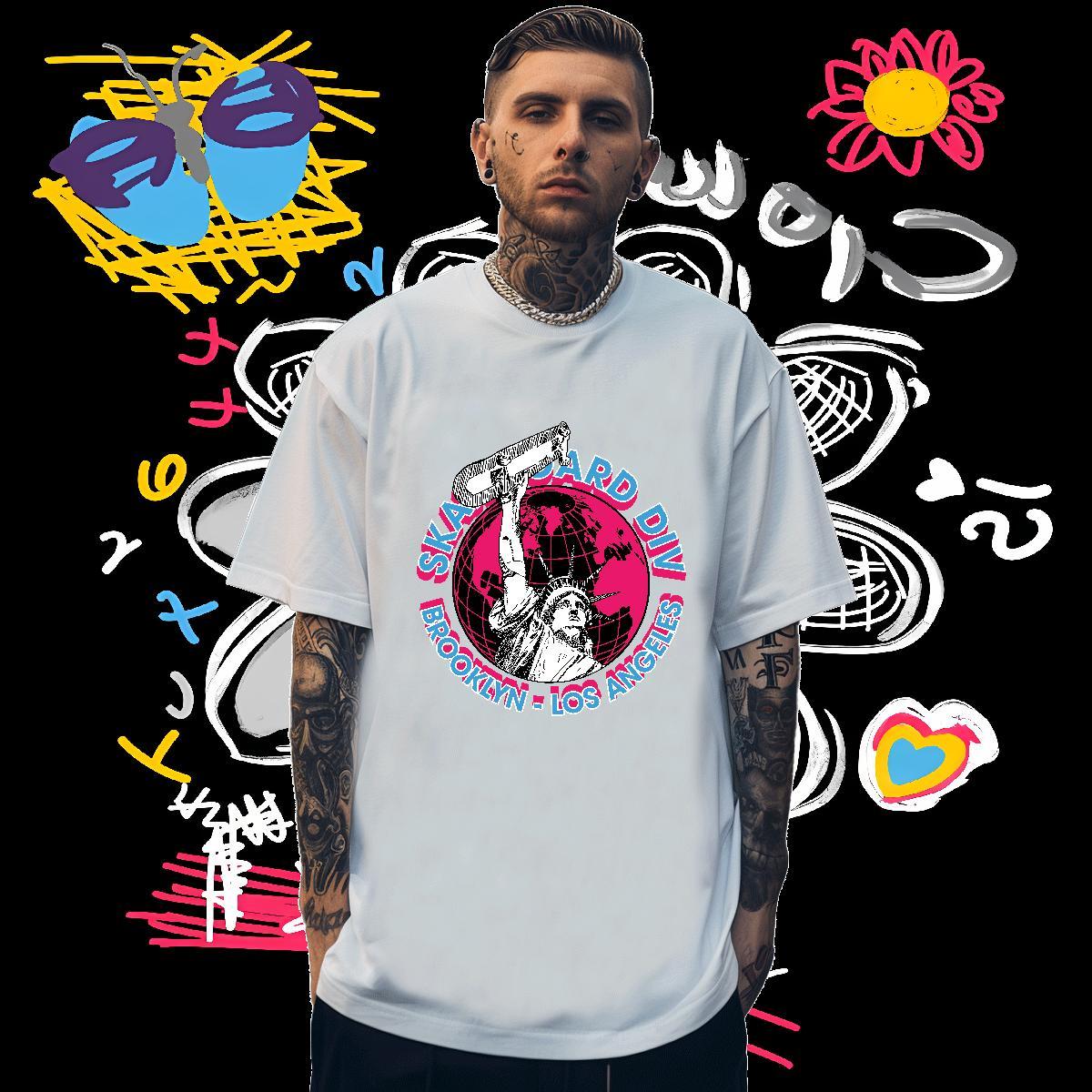 T Shirts Men 230g Pure Cotton portrait Hip Hop Street Breathable Asian Size Men Tshirts Fashion Designer Loose Fit Tops Tees
