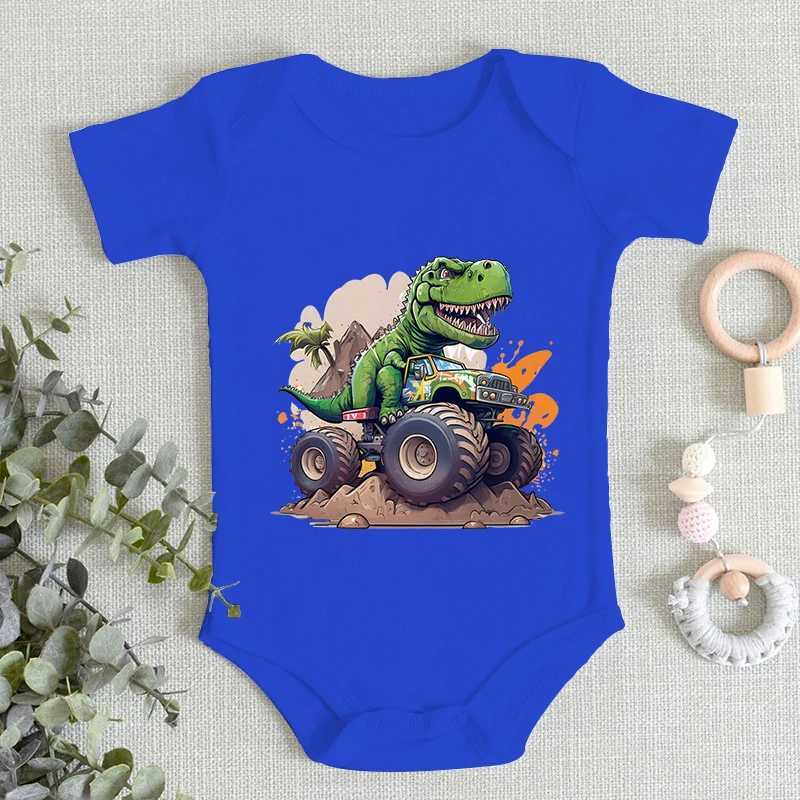 Dinosaur Monster Truck Pattern Baby Boys and Girls Tight Clothes 100% Cotton 2024 Newborn jumpsuit Fashion Creative Trend Baby jumpsuit W240812