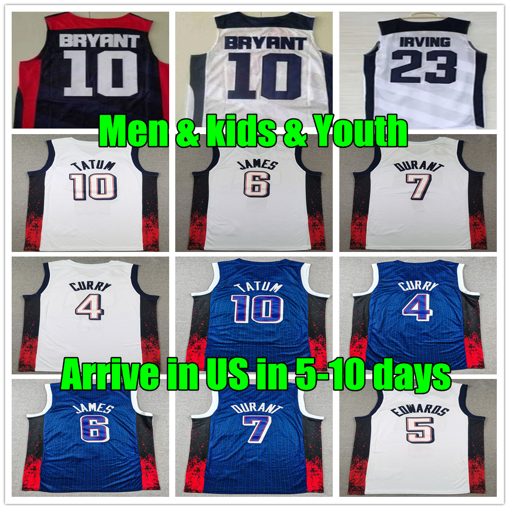 2024 New Men Youth Tatum Basketball Team Jersey Kevin 7 Durant Usas 12 Harden 10 Bryant Russell 5 Eedwards Chris 13 Paul Deron 8 Williams Anthony 4 curry 6 James shorts