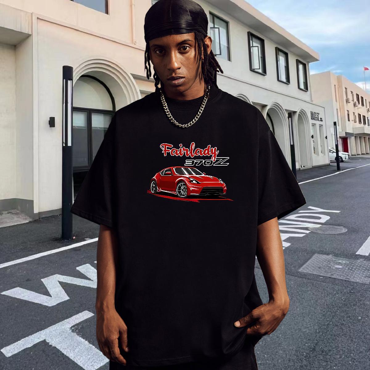 Loose Fit Men Tshirts Daily Outfit 100% Cotton 230g Custom Big Size Crew Neck Breathable car T-Shirts for Men DIY Customized Polos