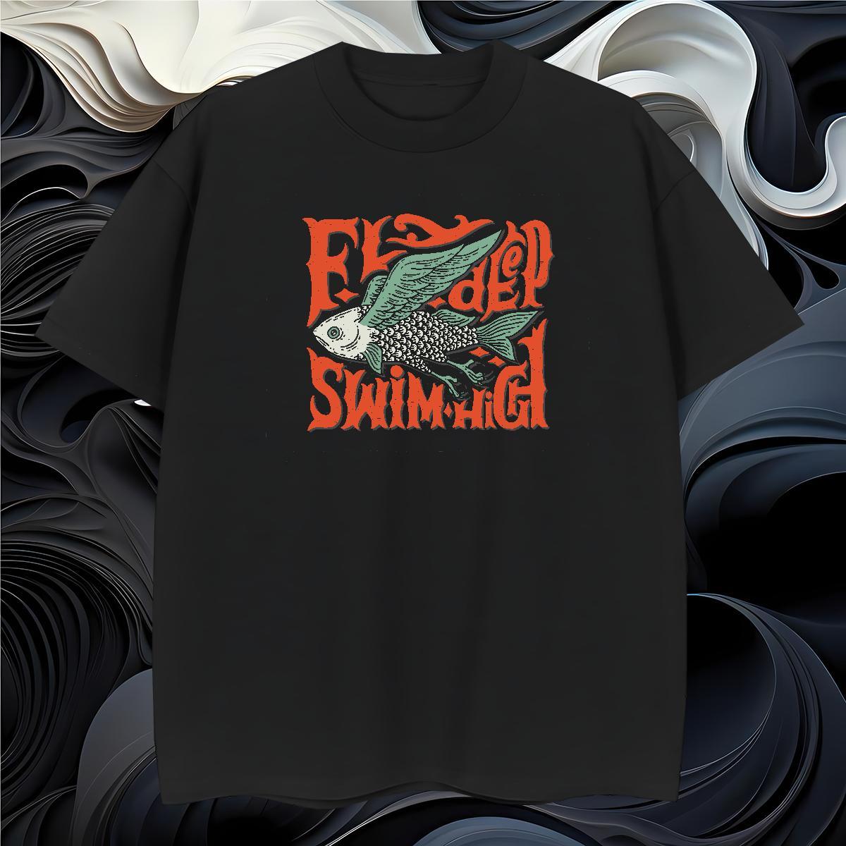 Cool Design T Shirt For Man fish Crew Neck Summer Casual Custom Big Size 230g Pure Cotton Mens Tshirts New Designer Clothes