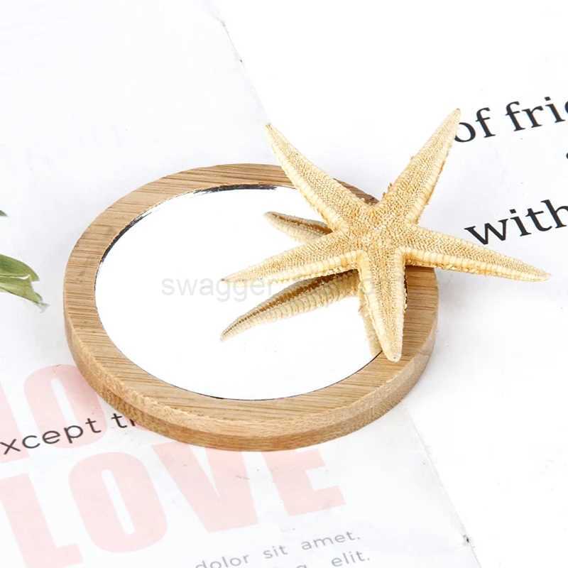 1pc Wooden Cosmetic Mirror Round Portable Mirror Makeup Mirror Student Portable Makeup Small Princess MirrorXJ240813
