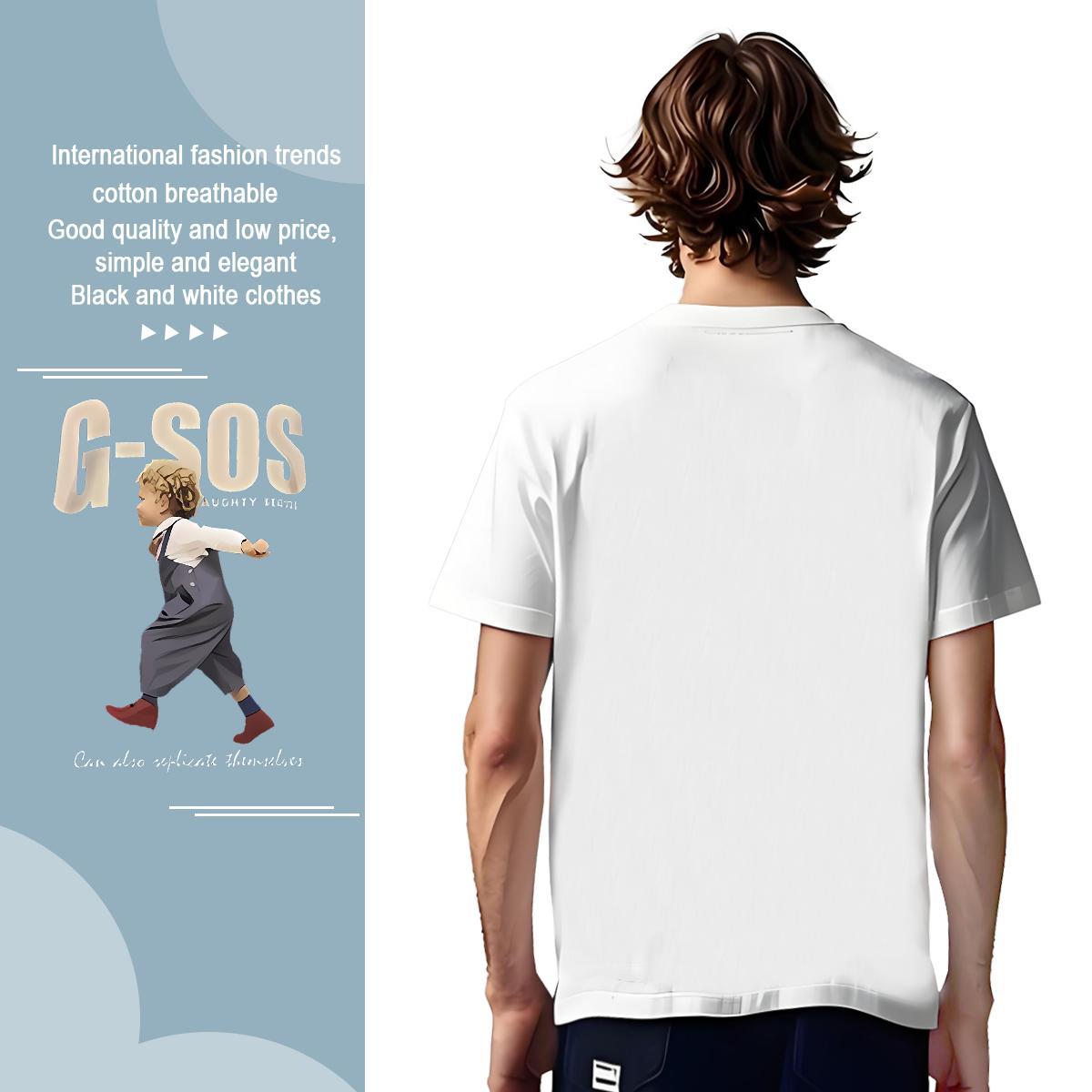 T Shirt For Man 230g Pure Cotton person Casual Beach Round Neck Short Sleeve Anime Men Tees 2024 Summer Cool Design Tshirts