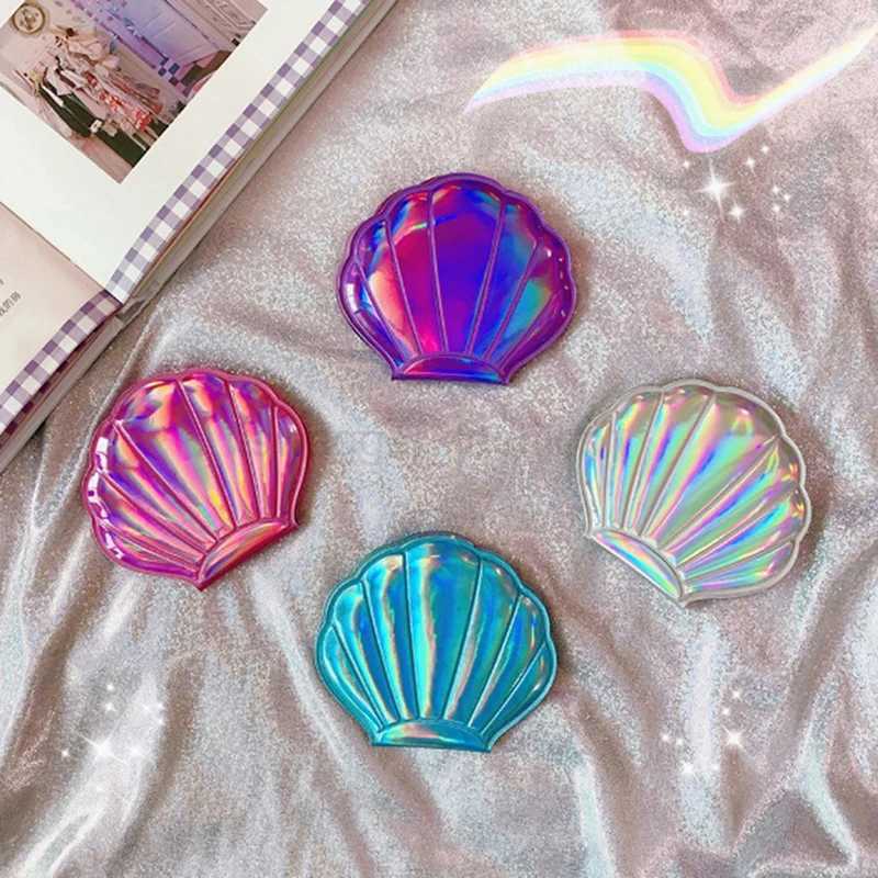 Shell Compact Mirror Makeup Mirror Portable PU Leather 1 2 Magnifier Make Up Mirrors Girls 2-Face Pocket Cosmetics Mirror 1PCSXJ240813