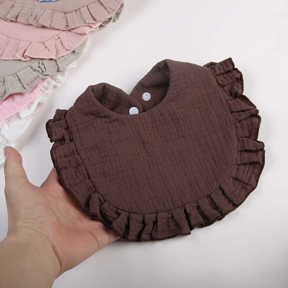Bibs Burp Cloths Solid Baby Bibs Adjustable Snap Saliva Towel Ruffled FrilEdge Muslin Cotton Burp Cloths A Grade Infant Boys Girls Feeding ScarfL4812