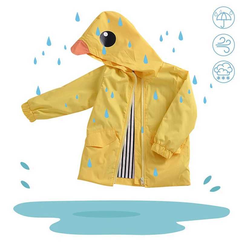Toddler Baby Boy Girl Duck Rain Jacket Cute Cartoon Yellow Raincoat Hoodie Kids Coat Fall Winter School Outfit Y240810