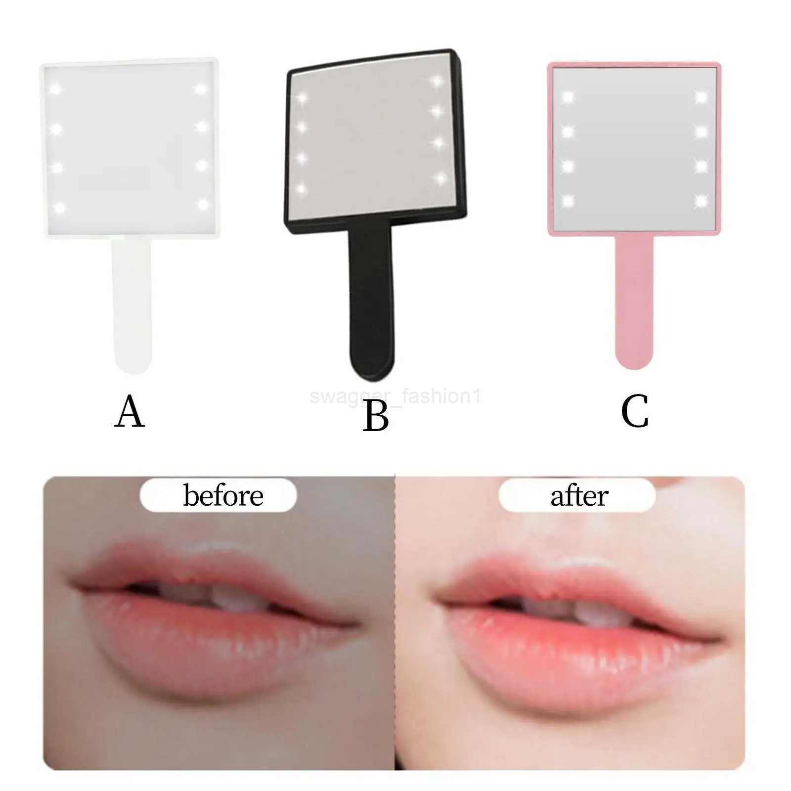 Makeup Mirror with LED Light with 8x LED Beads Handheld Small Square Cosmetic Mirror Gift for Woman Portable Compact for TravelXJ240813