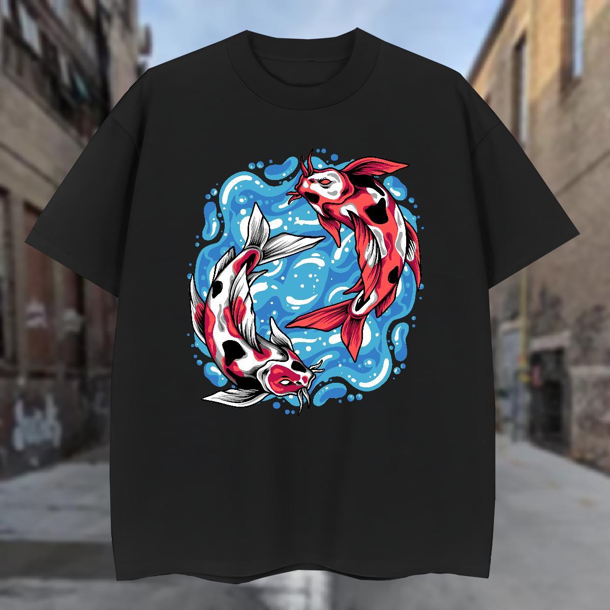 T Shirts Men 100% Cotton 230g Casual Beach Short Sleeve Soft Cartoon Printing L-4XL Mens Tshirts Fashion Casual Cool Design Tees Shirts