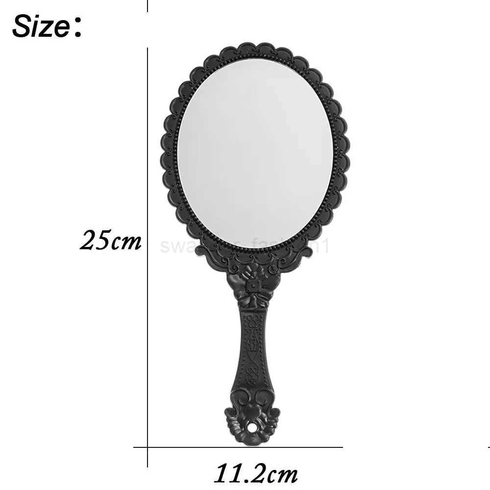 4 Colors Vintage Oval-Shape Hand Mirror Held Vanity Mirror Standing Makeup Dresser MirrorXJ240813