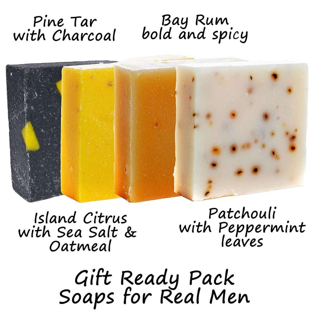 360 Feel Men's Soap bar Handmade -Masculine fragrance-, Patchouli, Pine Tar with Charcoal Beeswax,Citrus - pack- Natural Men Soap- Gift for him Ba