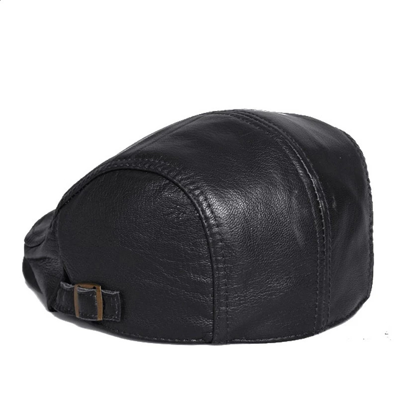 Outdoor Unisex Genuine Leather Duckbill Boina Thin Berets Hats For Men/Women Leisure Black/Brown 54-61cm Fitted Cabbie Bonnet 240805