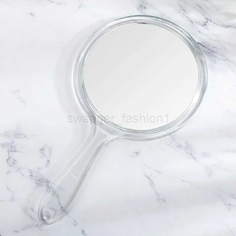 Double-sided Handheld Mirror 3x Magnifying Mirror Transparent Plastic Handle Round Mirror for Eyelash Extension Beauty ToolsXJ240813