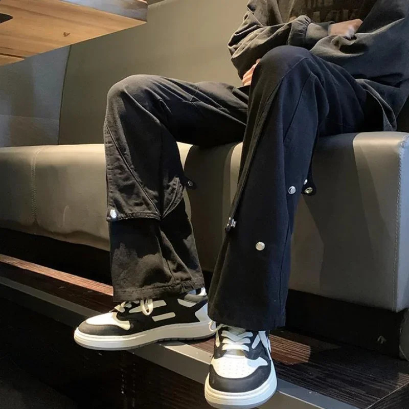 Mens commodity pants autumn black Trouser mens stacking the est highquality fashion street cotton regular suitable for unique trends 240812