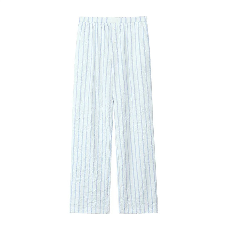 Willshela Women Fashion Two Piece Set Striped Tank Tops Straight Leg Pants Vintage V-Neck Lace Up Female Chic Pants Suit 240813
