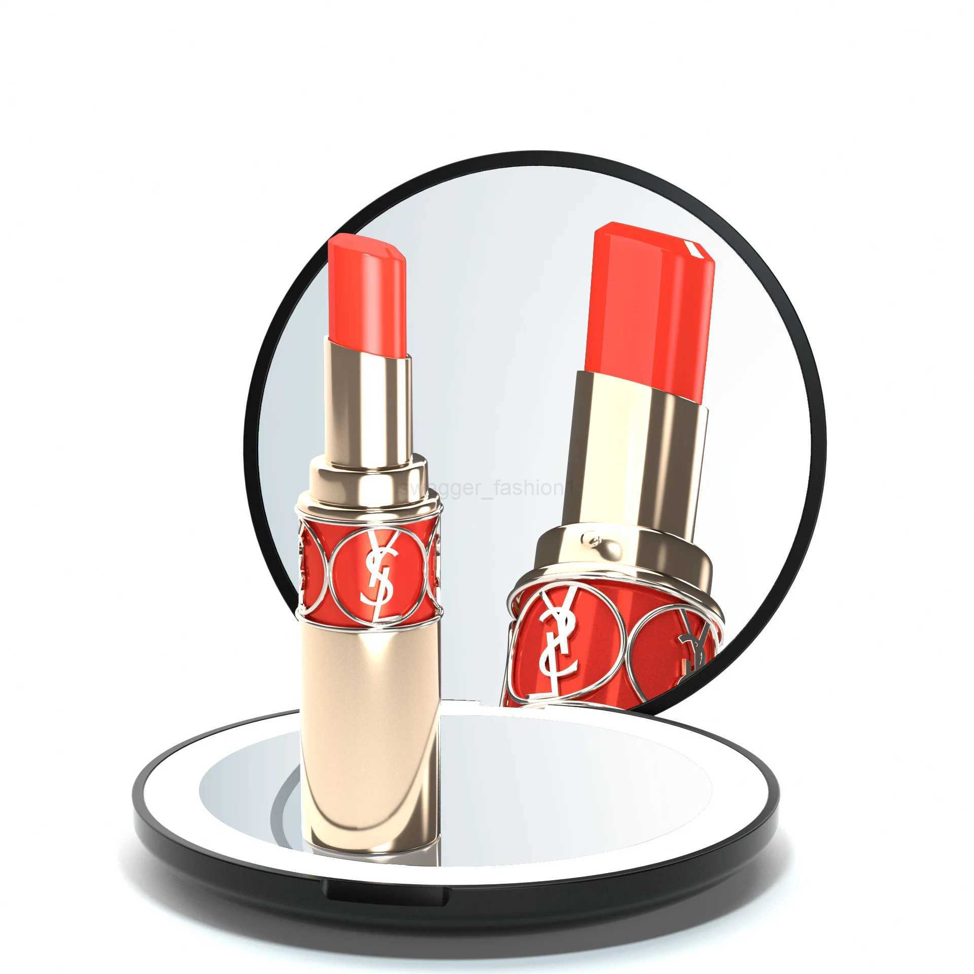 Mini Portable Folding Makeup Mirror With Led Lights 5X Magnifying Compact Pocket Travel Mirrors Make Up Tools with Type-C CableXJ240813