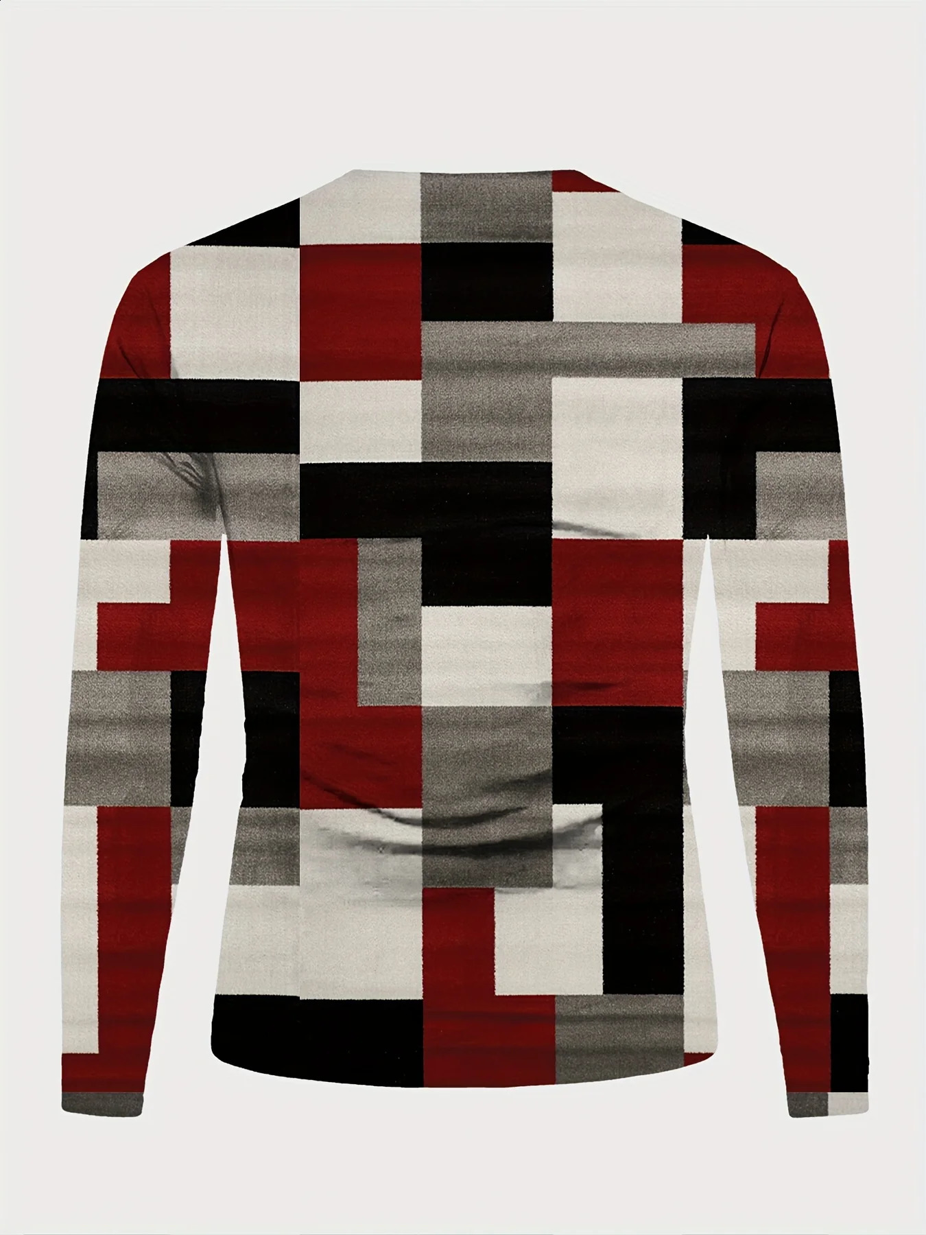 Vintage Mens Long Sleeve T-Shirt Patchwork Tees Tops Plaid T-Shirt For Men 3d Striped Printed Clothing Oversized Streetwear 240812