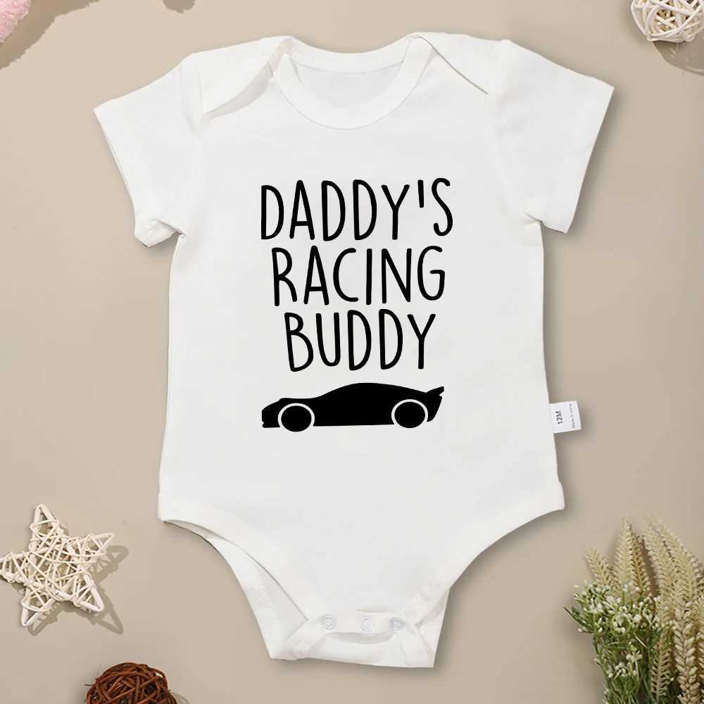 Dads racing partner baby Onesies summer O-ring short sleeved baby boy clothing simple and comfortable cotton cheap baby clothing W240812
