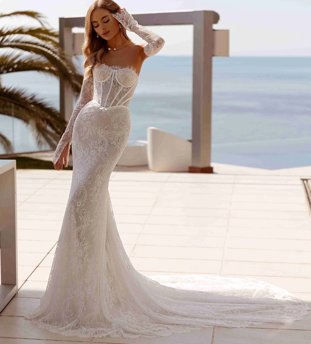 Sexy Mermaid Wedding Dress 2025 Sweetheart Sleeveless Backless Lace Sweep Train Boho Bridal Gown Vestidos De Novia Customed