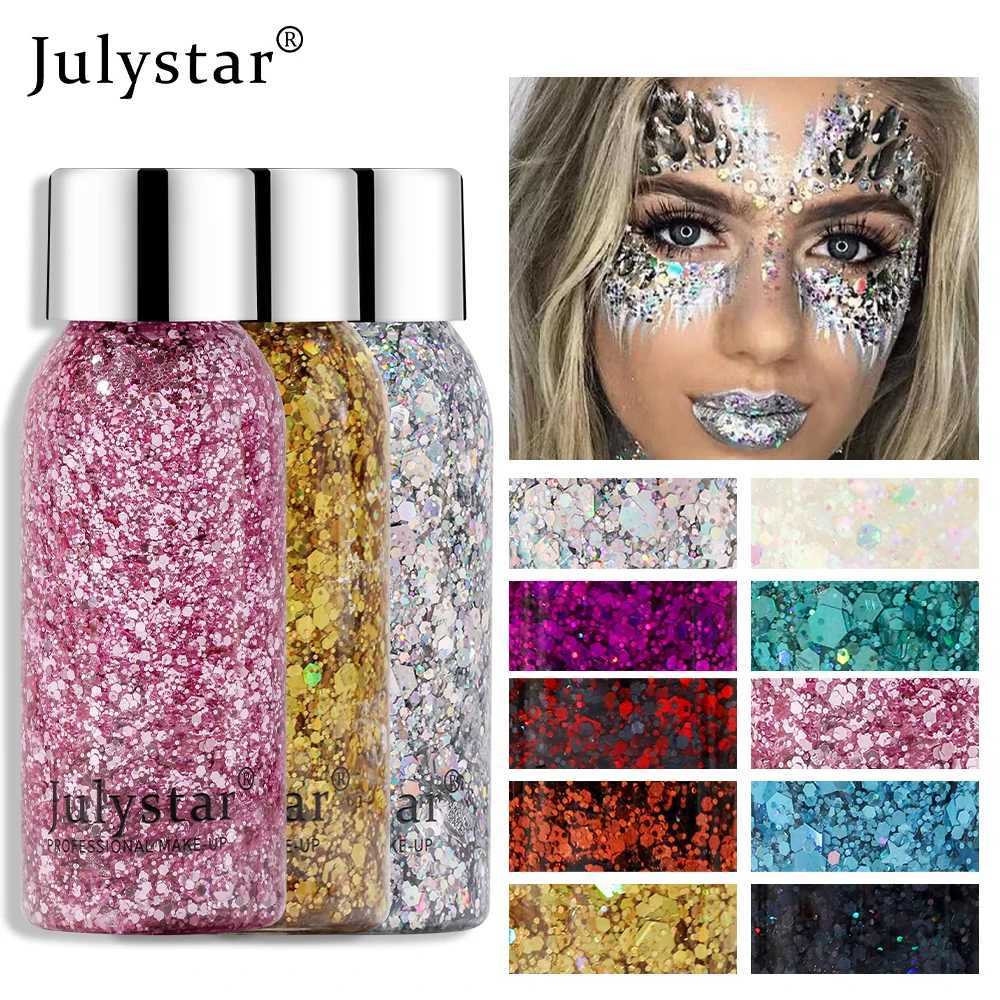 Julystar Glitter eye shadow Liquid Facial Body Sequins gel Liquid eye shadow Stage Makeup 10 Colors W240812