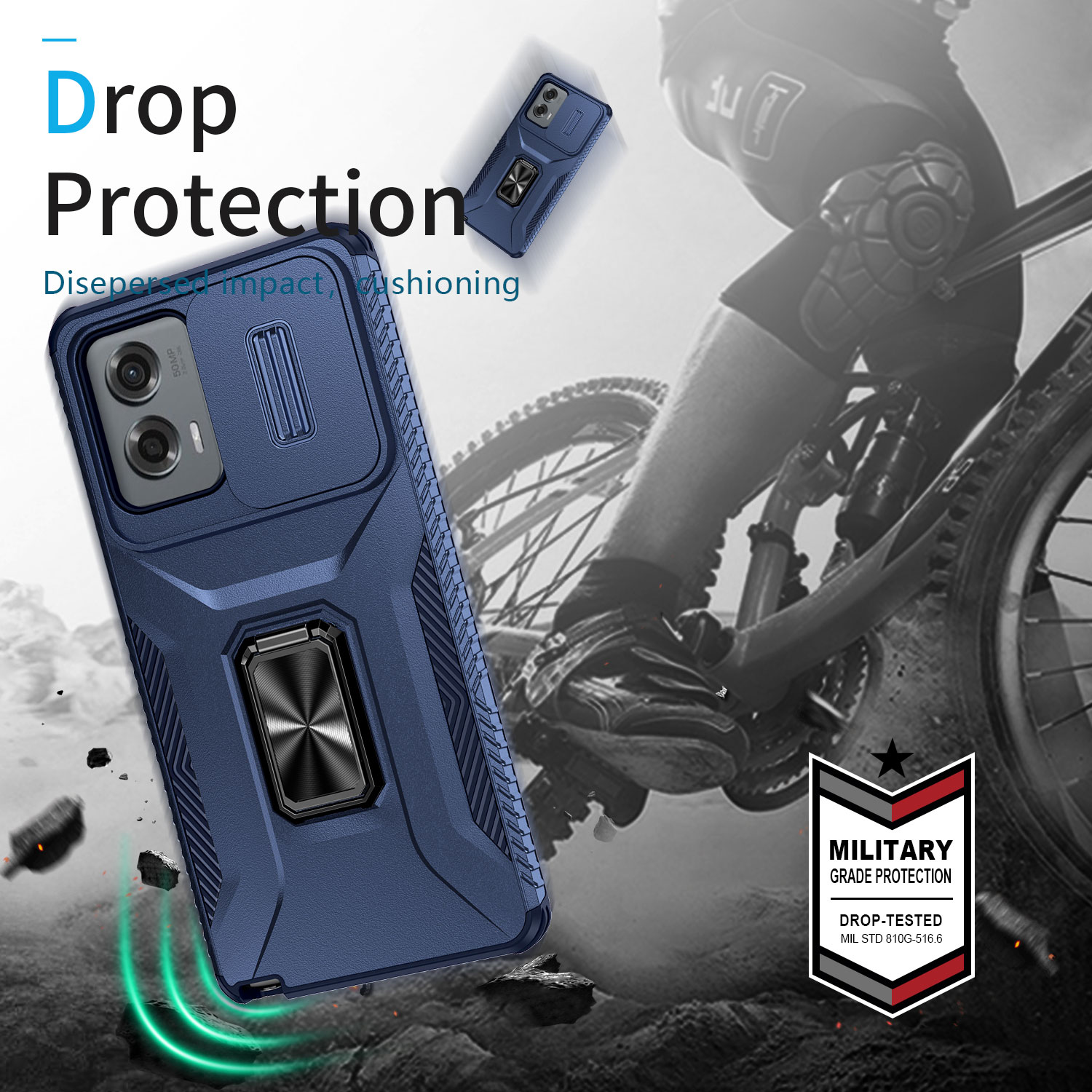 Reaper Military Grade Rugged Armor Cases Slide Camera Protection Ring Stand Shockproof Cover For MOTO Edge G 5G 2024 Power Play Stylus G22 Google Pixe