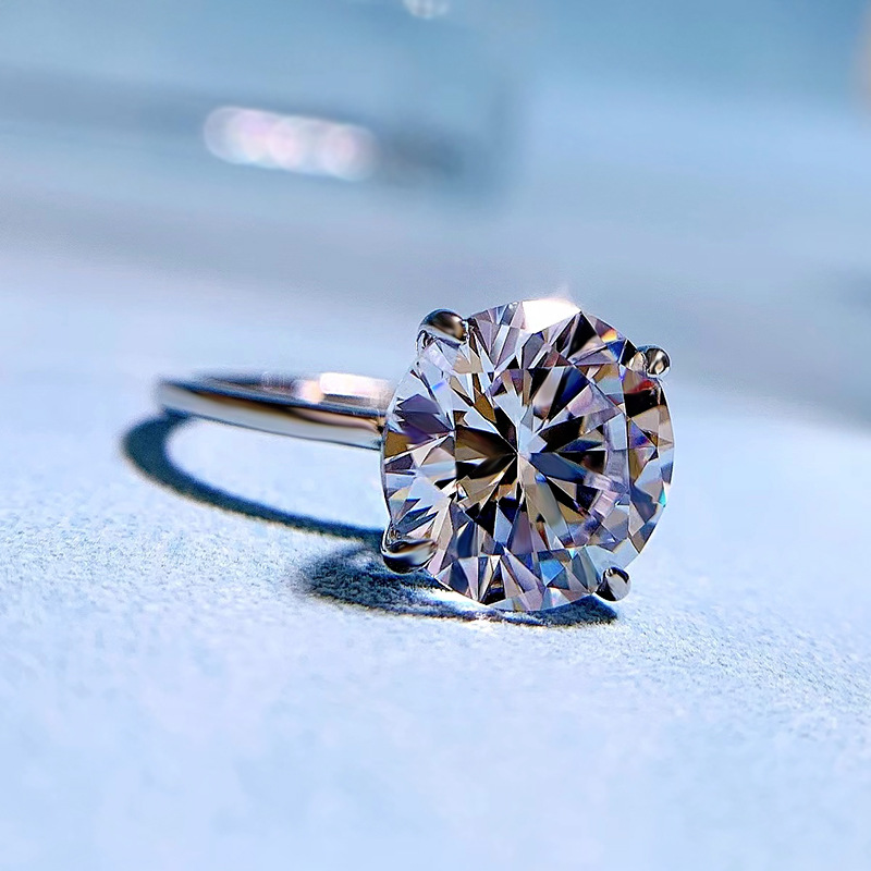 10mm White Moissanite Diamond Wedding Rings Solitaire Classical Jewelry Real 100% 925 Sterling Silver Round Cut Gemstones Eternity Women Engagement Ba