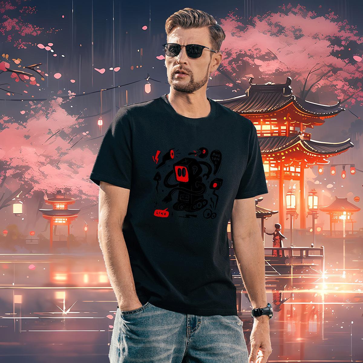 TOP Quality robot Men T Shirts Summer Casual Tshirt for Man Woman 230g Pure Cotton New O-Neck Short Sleeve DIY Printed Tee Shirt
