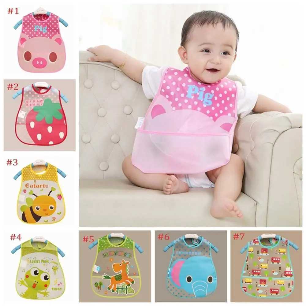Bibs Burp Cloths Burp Smock Series Infant Kid Saliva Bib Kids Plastic Cloth Lunch Translucent Bibs/Cute Pattern Towel Baby Bibs WaterproofL4812