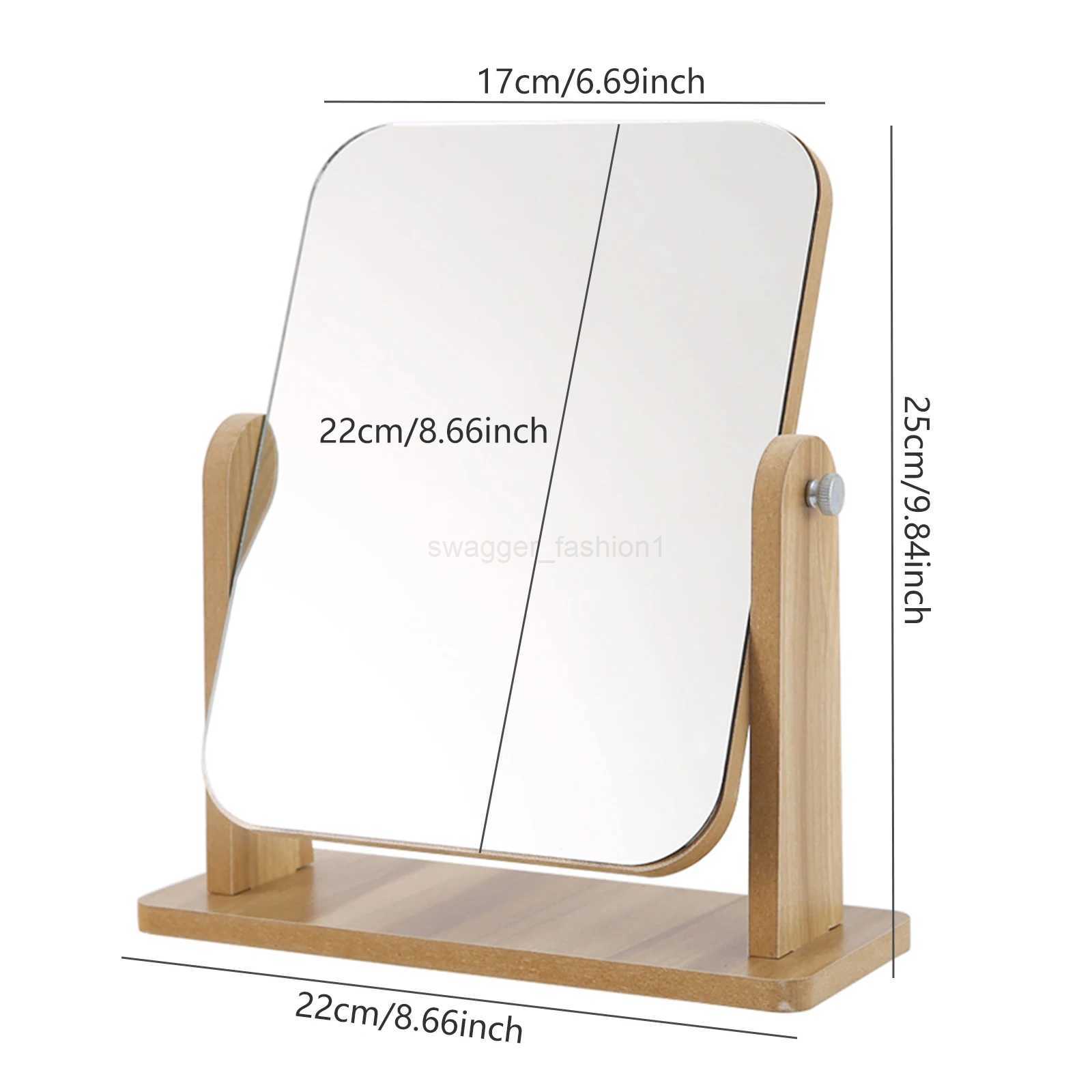 Decorative Mirror HD Classic Table Mirror Standing Wooden Base 360 Degree Rotation Stable for Home Bathroom BedroomXJ240813