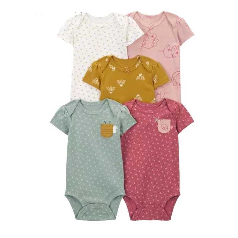 5 pieces of summer baby tight fitting clothes for girls and boys cotton newborn baby clothes pajamas baby jumpsuits cartoon baby clothes W240812