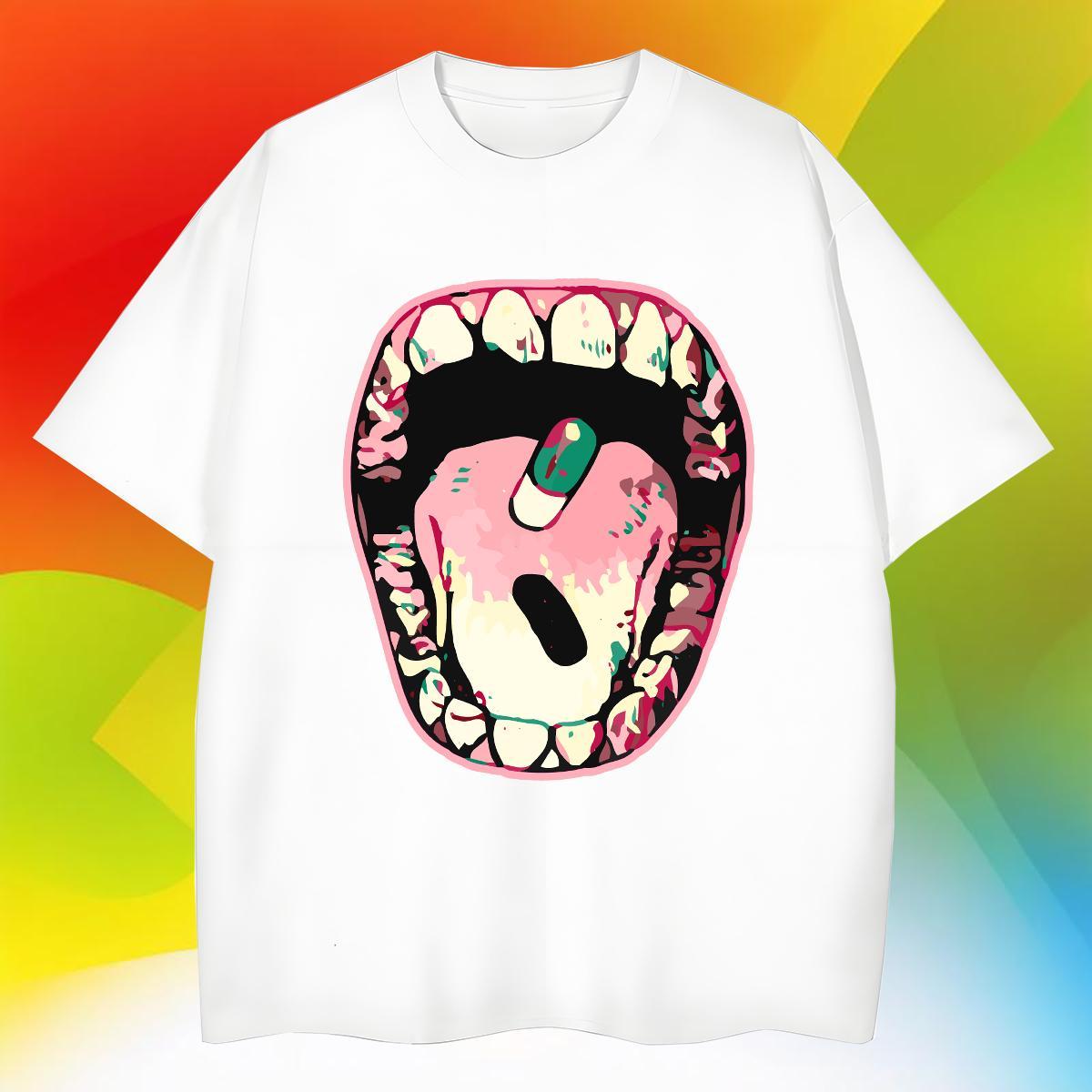 Loose painting T shirt Sports Casual Men Tees 230g Pure Cotton New Crew Neck Breathable Custom Anime Clothes