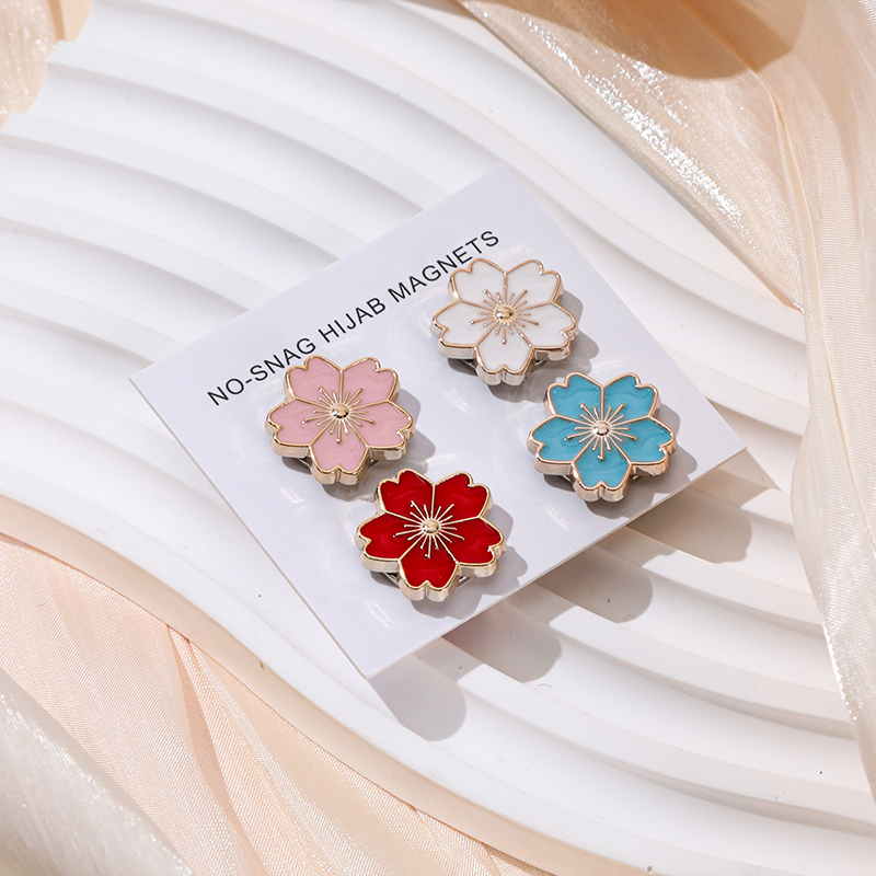 Cherry blossom buckle scarf silk scarf headscarf collar clip magnetic buckle brooch clip decorative fixed anti light magnetic buckle