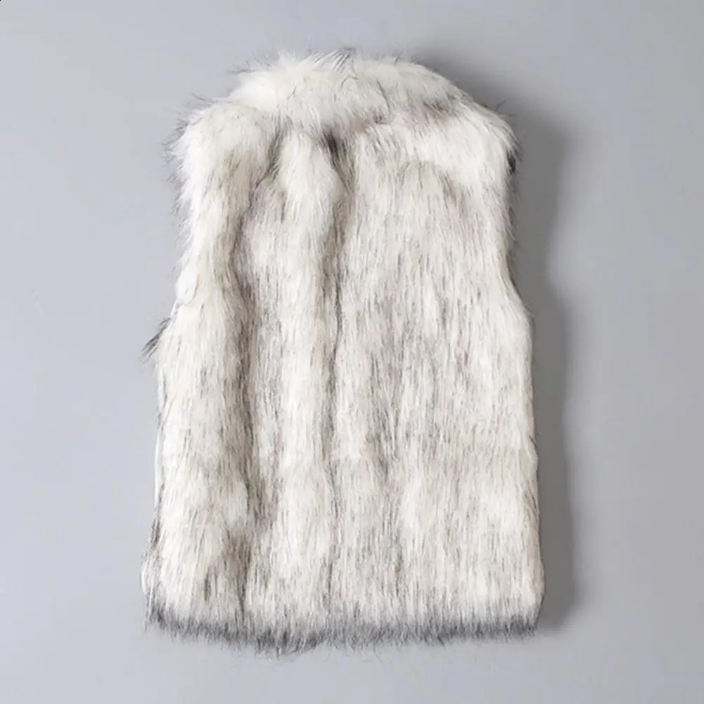 Fashion Women Vest Windproof Women Waistcoat Buttons Placket Winter Thickened Warm Faux Fur Vest Jacket Cold Resistant 240813