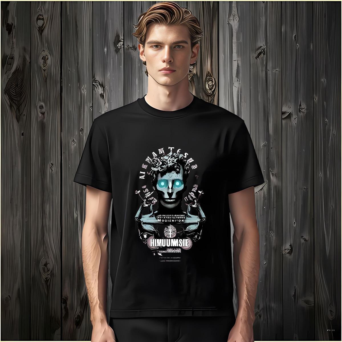 Man T Shirts 230g Pure Cotton portrait Home Outdoor Breathable Short Sleeve Anime Print Men Tees Free Shipping Popular Wear