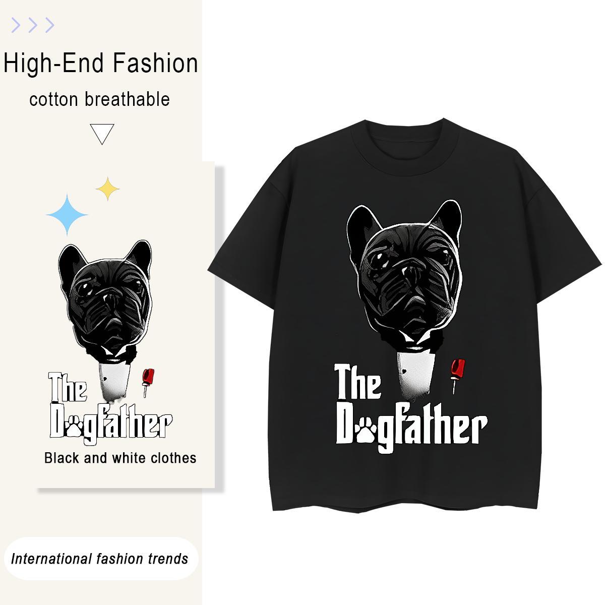Brand Men Tees Outdoor 100% Cotton 230g Cartoon Print Round Neck Short Sleeve dog Men T Shirts Designer Fashion Tops