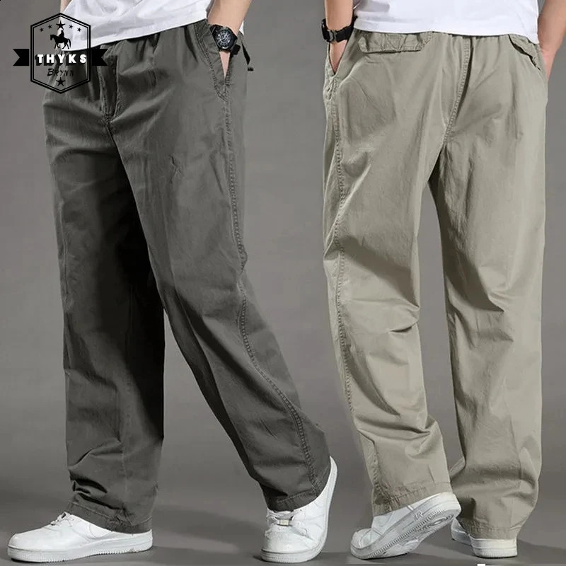 Men Fat Pants Plus Size Cargo Sweatpants Oversized Casual Overalls Big Size Loose Trouser Sports Streetwear Tactical Youth 6XL 240812