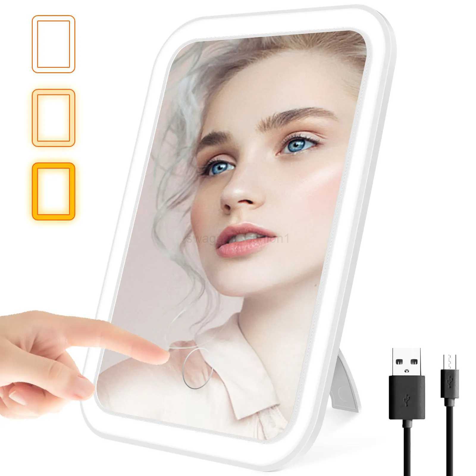 LED Makeup Mirror Lighted Cosmetic Mirror with Stand Dimmable Fill Light Len for Home Bedroom Desk Travel Portable Vanity MirrorXJ240813