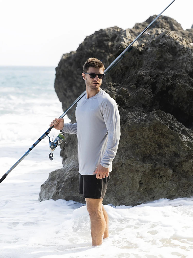 Mens Long Sleeve UPF 50 Rash Guards Diving UV Protection Lightweight T-Shirt Loose Fit Swimming Quick Drying Surfing T-Shirt 240812